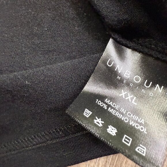 Unbound Mens Black Crew Neck Lightweight Merino Wool Casual Wear T-Shirt Sz XXL - Picture 5 of 9